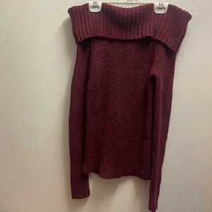 Hollister Maroon Off the Shoulder Sweater